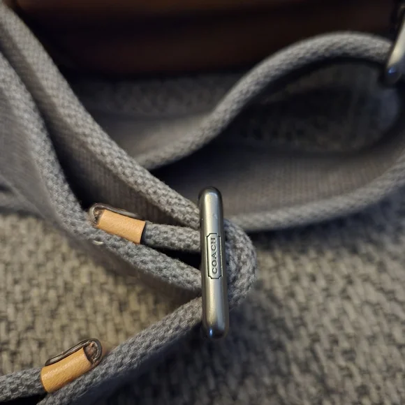 Coach Brown Leather Messenger Bag with Yellow Top and Red-Orange Stripe - Picture 6 of 8